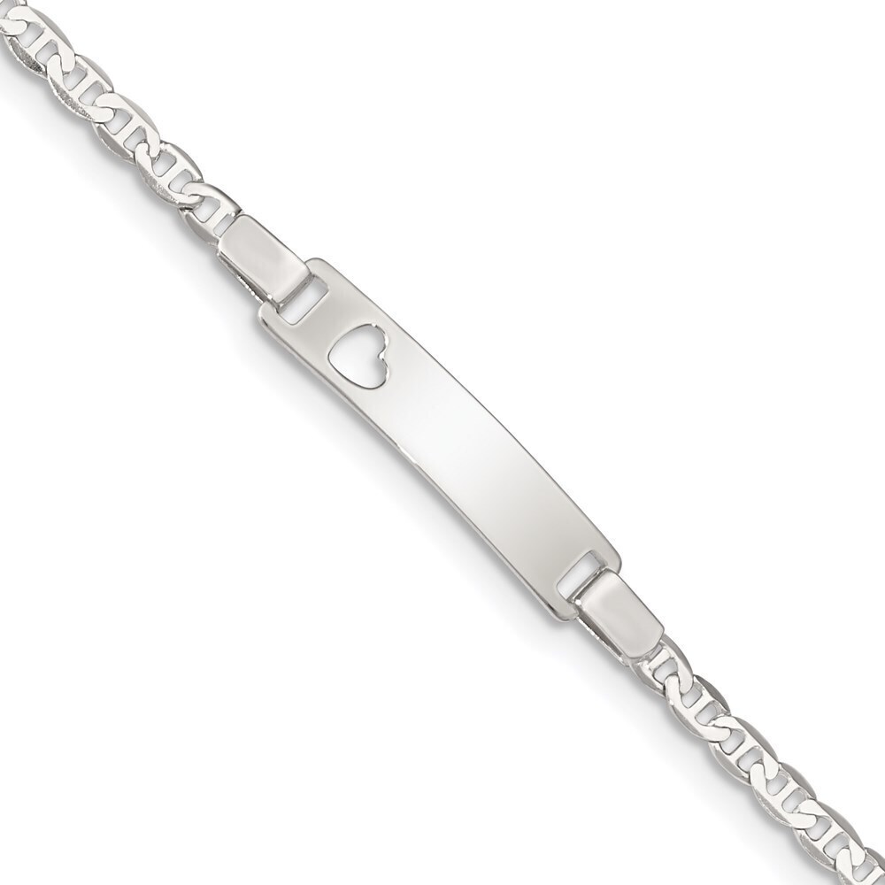 Kazi Luxury Sterling Silver Baby ID with Cut-out Heart Bracelet